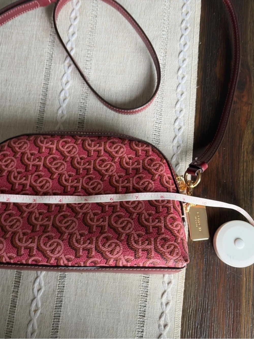 COACH MADI Crossbody w Rouge Pink Canvas & Leather Monogram Print CF343 - Picture 11 of 14